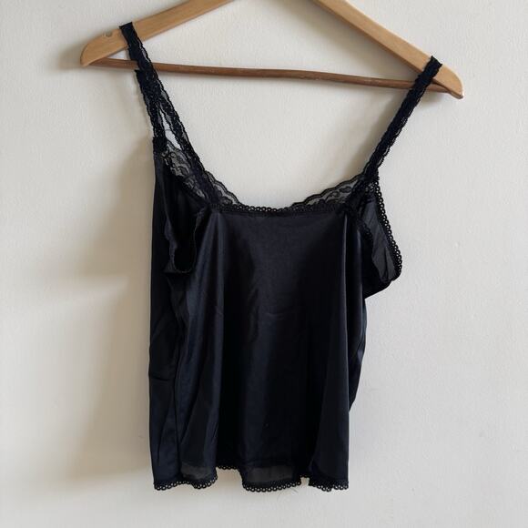 VTG Cami Ladies 36 Baby Doll Black Lace Straps Coquette Feminine Romantic USA - Picture 4 of 12